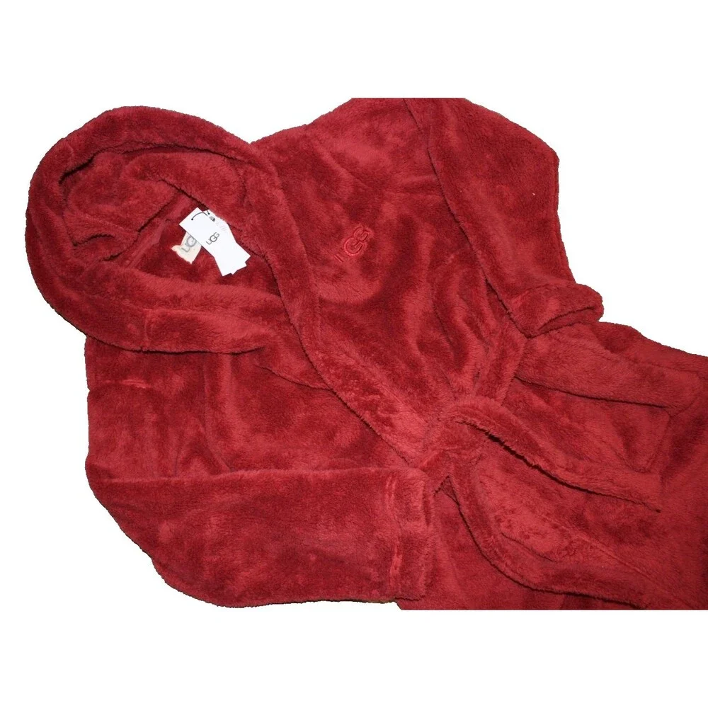 UGG Men's Loungewear Beckett Long Sleeve Sherpa Hooded‎ Robe NWT RED